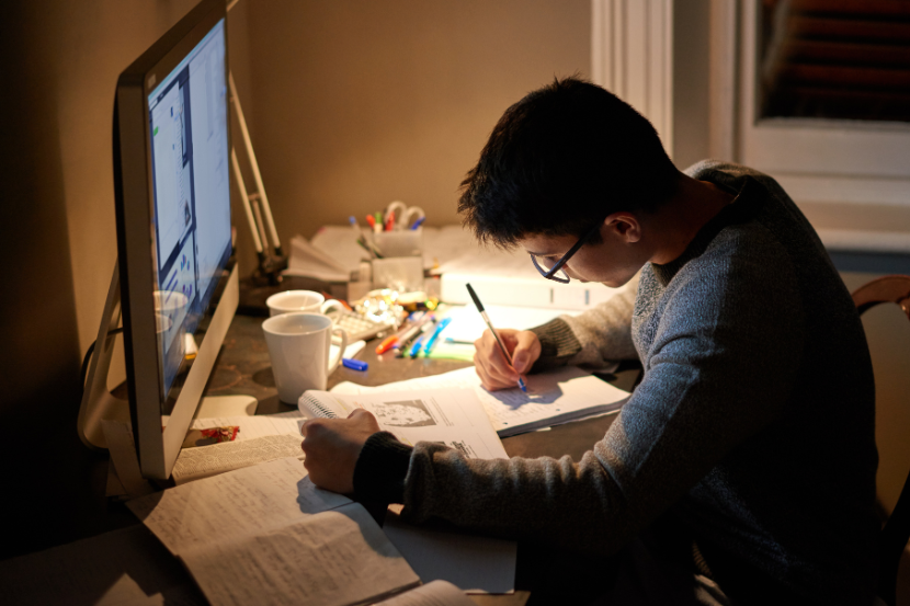 Plataforma MEC Enem menino do ensino médio estudando para o enem com plataforma MEC Enem