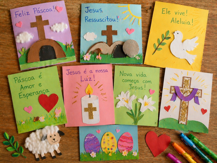 mensagem de páscoa 2026 para imprimir cartões com mensagens de páscoa